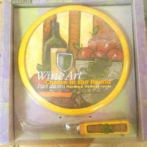 Wine art round cheese board New sommelier